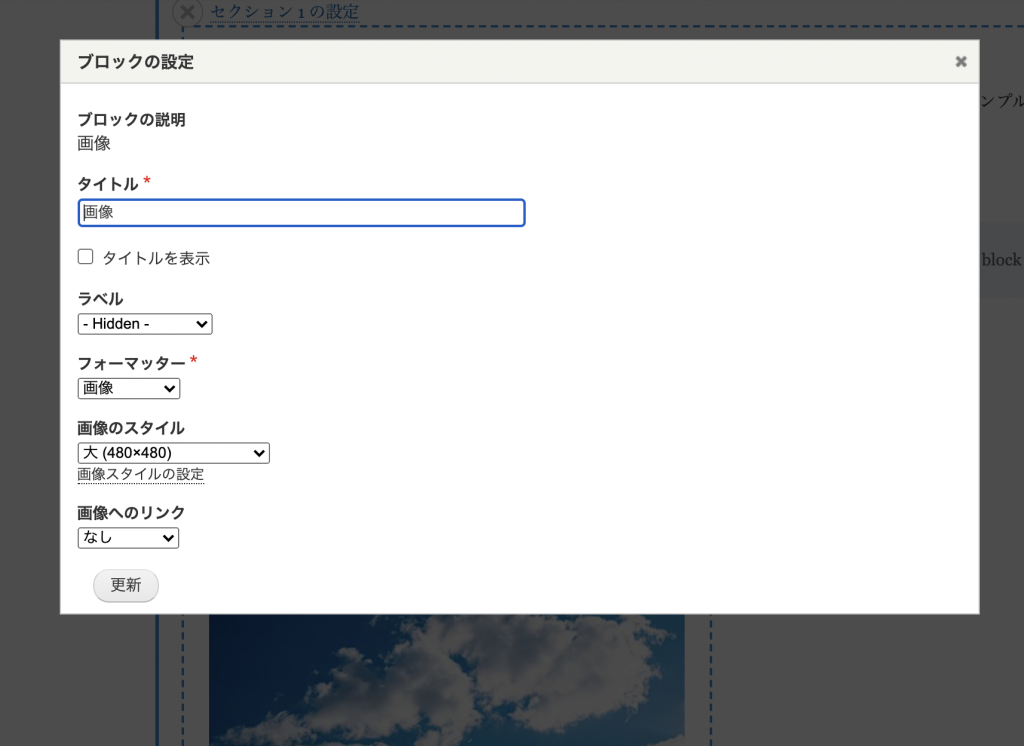 Layout Builder Modalを使用している時