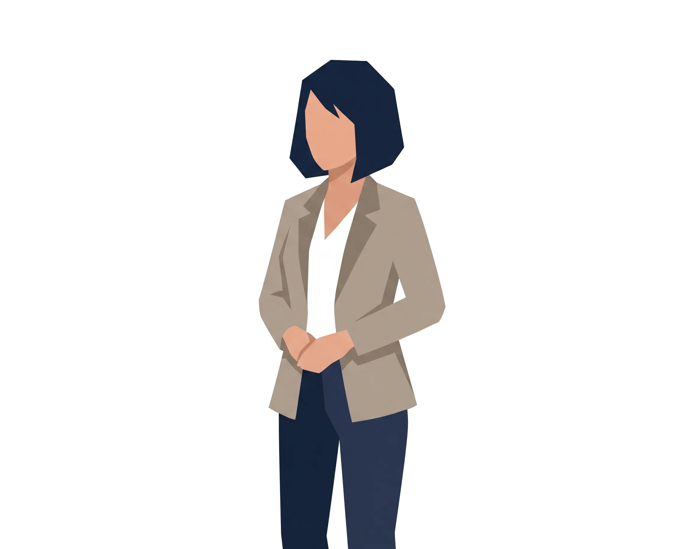 手のひらを向けて案内する、女性担当者のイラスト